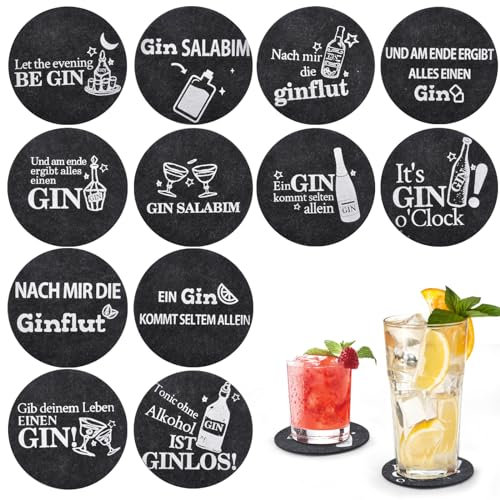 Untersetzer Gin Set, 12 Untersetzer GläSer Gin Tonic GläSer Glasuntersetzer Mit GinsprüChen Untersetzer Filz Filzuntersetzer Filz Untersetzer FüR GläSer Glas Untersetzer-Set FüR Ginfans Ginliebhaber