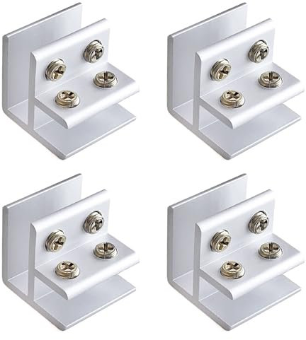 Lot de 4 pinces à verre réglables à 90 degrés de 8 à 10 mm d'épaisseur pour porte en verre, vitrine, porte d'armoire en verre pour montage mural