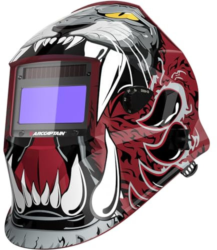 ARCCAPTAIN Casco de soldadura de oscurecimiento automático, claridad óptica superior 1/1/1/1, casco soldador de color real, sensor de arco de 4 tiempos de respuesta de 1/25000s, pantalla ancha 4/9-13