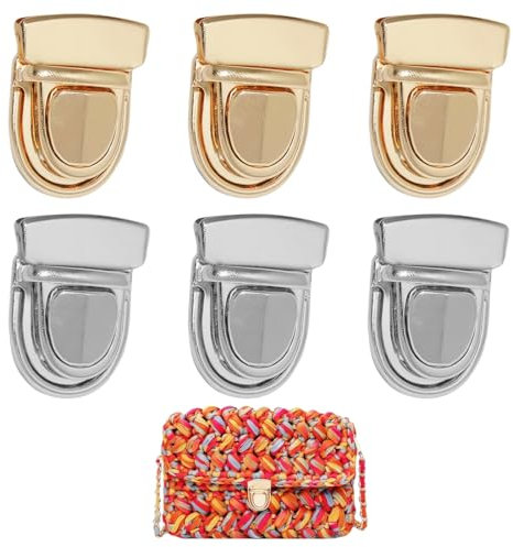 ZOKJSW 6 Pièces Fermoir Sac Attache Cartable Fermoir à Pression Attache Bouton Boucle Sac à Main fermoirs pour Porte-Monnaie Twist Turn Lock Fermoirs Verrouillage pour Sac à Dos Sac Valise Création