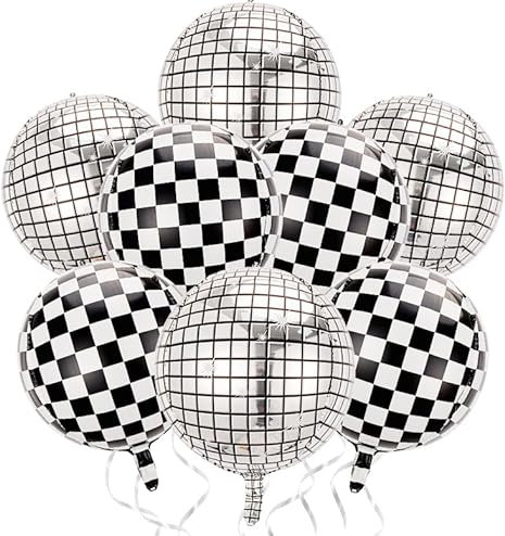Wenweo 8 große Stücke Discokugel Deko, Disco Deko Helium Balloon, Disco Folienballon,für Deko Geburtstag, Einschulung und Schulanfang Deko, Diverse Party Deko(Stil 3)