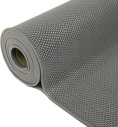 petour Drainage Non Slip Mat 500 X 90cm Commercial Waterproof Floor Mat 5.5mm Thickness Indoor Outdoor Wet Area S-Shaped Carpet for Bathroom,Swimming Pool,Kitchen,Restaurant,Garden-Grey
