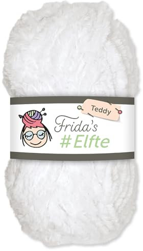 Frida's Wollhaus Frida's 100 g #Elfte Teddy Amigurumi Stricken Häkeln Wolle Garn 24 Farben (965 | Weiß)