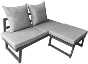 LC Garden »Sunewo« Lounge Set Gartenset Multifunktionssofa Gartenlounge anthrazit 2-Sitzer Sofa inkl. Hocker