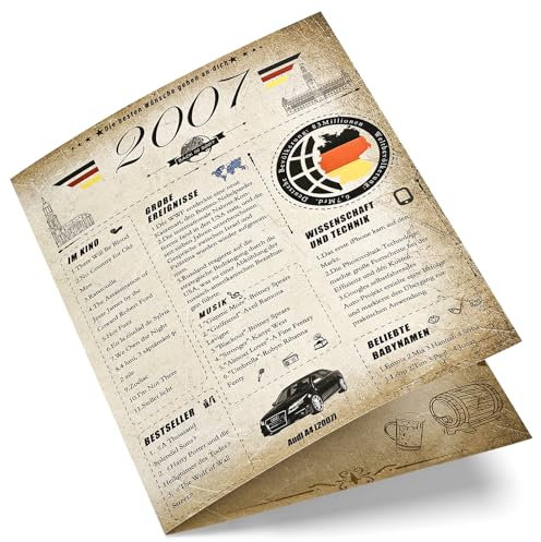 Joyoldelf 18. Vintage Geburtstagskarte, 2007 Jahrgang Zeitung Grußkarten Geschenk, 3D Pop Up Geburtstagskarte mit Umschlag für Mann und Frau