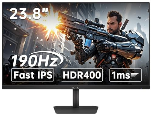 KTC Monitor da gioco da 24 pollici 190Hz/180Hz, schermo HDR 400 Fast IPS, monitor FHD 1080P, 133% sRGB, AdaptiveSync, tempo di risposta 1ms, HDMI * 2 & DP* 1, inclinazione regolabile, cura degli occhi