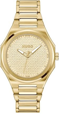 HUGO Uhr mit DREI-Zeiger-Quarzwerk für Damen Kollektion #Grail for HER mit Goldfarben Edelstahlarmband - 1540177