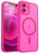 CANSHN Magnetic Compatible with iPhone 12 Case(6.1 Inch), Upgraded [Full Camera Protection] [Compatible with Magsafe] [Translucent Matte] Shockproof Protective Phone Case Cover,Hot Pink