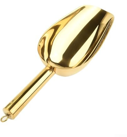 Pelle en acier inoxydable pour machine à glace, seau à glace, bar, cuisine, fête, pelle à nourriture multifonction pour glaçons, pop-corn, farine, bonbons, nourriture pour animaux domestiques (doré)