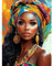 KEYIFA Femme Turban Peinture par Numéros pour Adulte, Kits de Peinture au Numéro avec Peinture Acrylique, DIY Coloré Bijoux Creatif Toile Peinture à l'huile, Décoration de Maison 30x40cm