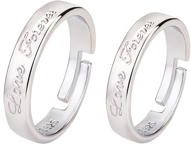 THXFUNAREA Männer Frauen 925 Sterling Silber Ringe Carven Love Forever Paar/Liebhaber Ewigkeit Verlobungs Hochzeit Versprechen Verstellbare Ring Jubiläum Ehering Ringe Schmuck Geschenk