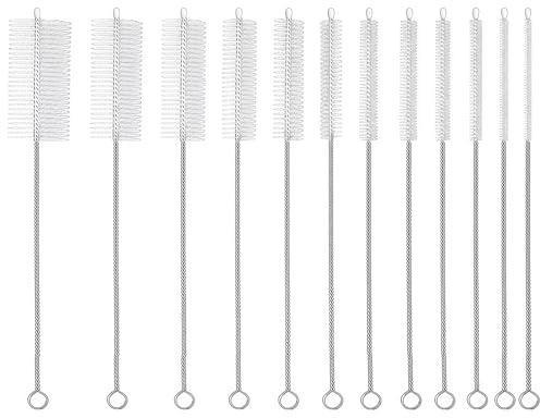 Goupillon Paille 10 Pcs 23 cm Brosses de Nettoyage 10 Tailles Nettoyeur Paille Ecouvillon Goupillon biberon Brosse à Paille pour Tuyaux à Lait Stanley Cup Théières et Buses, Blanc