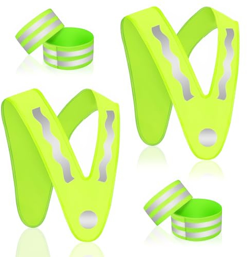 SUBRINGE Giubbotto di Sicurezza per Bambini, 2 Pezzi di Gilet di Sicurezza Bambini Collo a V con 4 Pezzi di Fascia Riflettente, Giubbotto Catarifrangente per Bambini, per Sport, Ciclismo, Snowboard