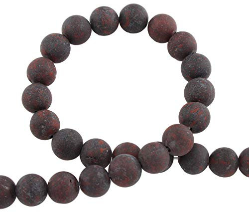 Perlin Jasper Edelstein Perlen 8mm und 6mm Matt Schmuckstein Kugel Halbedelstein Edelsteine Frosted Gemstone Beads Auswahl (Brecciated Poppy Jaspis, 8mm)
