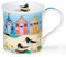 Dunoon Fine Bone China Bute Shape Shore Life Mug - Made in England (Beach Huts)