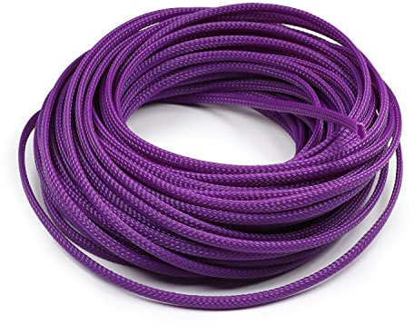 Othmro 59FT PET Flexible Expandable Braided Cable Sleeve, 4mm Width Wire Loom Sleeving and Organizer, Protect for TV, Audio, PC Cords from Pets Chewing Purple 1pcs