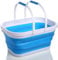 Venus valink 10L Silicone Rétractable Pliable Seau Shopping Panier Cuisine Légumes Fruit Fourre-Tout, Pliant Barillet pour Extérieur Camping Pêche Fournitures - Bleu