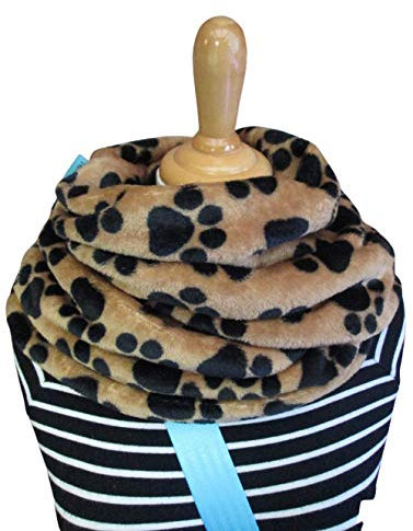 PFOTEN brauner Loop mit Pfoten Schal schwarze Pfoten brauner Loopschal