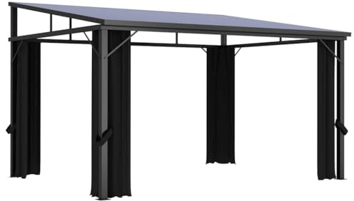 vidaXL Pavillon mit Vorhängen UV-beständig Partyzelt Festzelt Gartenzelt Gartenpavillon Bierzelt Zelt Garten 405x294x244cm Anthrazit Aluminium