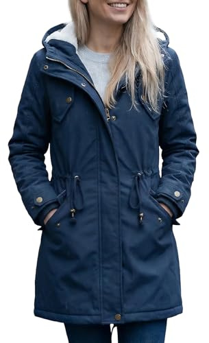 YYNUDA Parka de invierno con capucha de algodón para mujer, chaqueta cálida para exterior, Negro