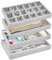TIMESETL 4Stück Schmuck Organizer Schmucktablett Stapelbare Schmuckschatulle Schmuckkasten aus Lint, Schmuckeinsatz Vitrine Schmuck Display Aufbewahrung für Ohrringe Halskette Armband Ringe