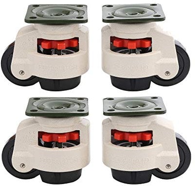 KATSU Castor Wheels Set 4Pcs, 1000KG Loading Capacity, Retractable Machine Moving Levelling Swivel Plate Casters GD-80F for Heavy Machinery, Workbench, Welding Table 5505684