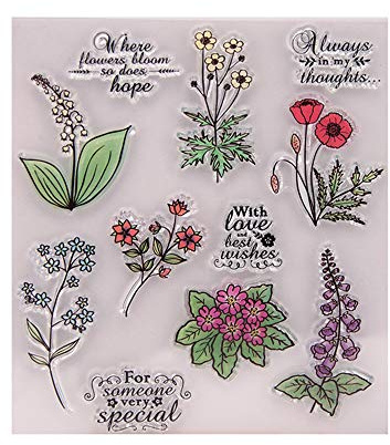 arriettycraft Wildblumen, Blätter, Glockenorchideen Dekorative Transparenter Stempel für Grußkarten, Dekoration und Bastelarbeiten