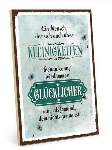 TypeStoff Holzschild mit Spruch – Kleinigkeiten – im Vintage-Look mit Zitat als Geschenk und Dekoration zum Thema Glück und Freude - HS-00759