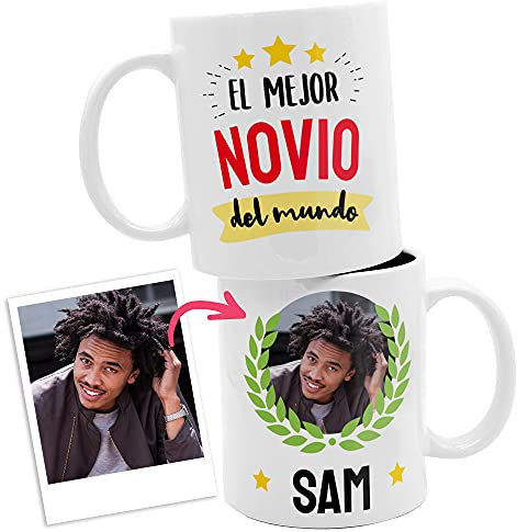 Taza personalizada EL MEJOR (tu texto) DEL MUNDO con nombre y foto 33cl. Regalo original taza de cerámica para novia, madre, amiga, jefa, compañera de trabajo, profe, etc.
