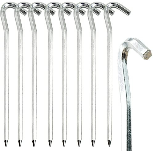 SZXMDKH Tent Pegs - 8 PCS 18cm Metal Heavy Duty Tent Hooks - Aluminum Alloy Camping Hard Ground Pegs for Tarpaulin, Football Net, Hiking Traveling and Outdoor Hard Ground