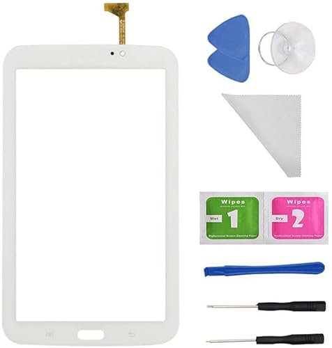 Vitre Tactile Noir Remplacement pour Samsung Galaxy Tab 3 7.0 SM-T210 T210R T210L T217S 217A (WiFi Ver.No Speaker Hole) + Adhésif Préinstallé avec Outils (Blanc)