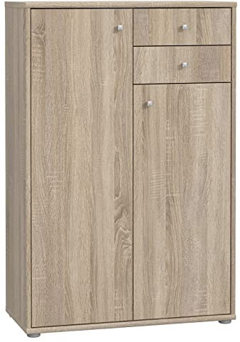 Newroom Kommode Sonoma Eiche Sideboard Modern - 73,7x111,1x34,8 cm (BxHxT) - Highboard Anrichte - [Albus.Three] Büro Arbeitszimmer Wohnzimmer