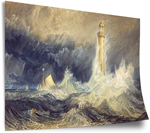 Printistico Poster William Turner - Bell Rock Lighthouse Kunstdruck ohne Rahmen, Wandbild - A4, A3, A2, A1, A0, XXL - Wohnzimmer, Schlafzimmer, Küche, Deko