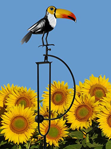 Pommerntraum ®| Windspiel Vogelwippe Metallwindspiel Vogel Vögel Tukan | Gartenpendel Gartenwippe Gartendeko Gartenkunst Gartenstecker Vögelchen Vogelmotiv Tukanfigur Vogelfigur Windornament (TUKAN)