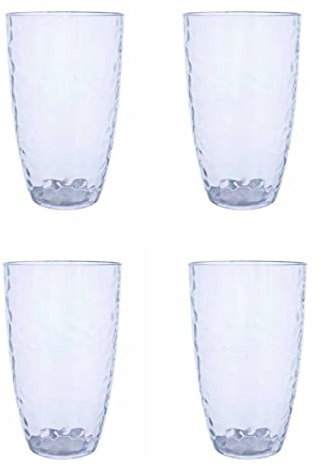 Dimpled Plastic Glasses - Plastic Tumblers Perfect for Any Festival and Season Camping,Wedding, Christmas, Birthday,Etc (Set of 4 Tumbler)