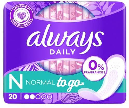 Always Daily Fresh Slips Slips Normal 20 Einheiten, 0% Parfüm und Farbstoff, um nichts als Frische und Schutz zu riechen