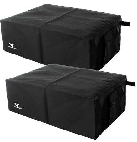 graptemy Turntable Dust Cover - Waterproof Vinyl Record Player Protector - Foldable with Side Pocket & 2 Finger Pull Tabs- Fits Technics SL1200, SL1210 & Pioneer PLX 1000 Pack of 2