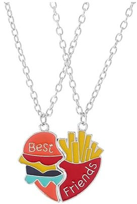Kreative Halskette mit Anhänger Best Friends für Frauen, verstellbare Farbe, BFF, Hamburger-Pommes, geometrisches Halsband, Schmuckzubehör, Zink