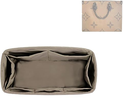 DGAZ Taschen Organizer Einsatz, Seide Innentasche für Onthego PM/MM/GM, Leicht Taschenorganizer Shaper Einsatz für Handtasche Damen (Gris tourterelle, MM)