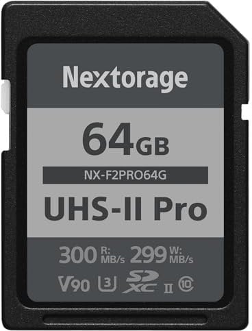 Nextorage Carte SD 64Go, SDXC UHS-II 64GB, SD Card mémoire Japonaise, Accessoires Photo et caméscopes pour appareils Photo Nikon/Canon/Sony/Fujifilm/Nintendo Switch, F2PRO NX-F2PRO64G