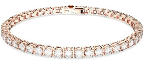 Swarovski Matrix Tennis bracelet, Round cut, White, Rose gold-tone plated