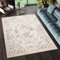 TAPISO Golden Teppich Kurzflor Wohnzimmer Schlafzimmer Luxuriös Creme Gold Braun Vintage Rahmen Blumen Meliert Verwischt Modern Design ÖKOTEX 80 x 150 cm