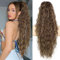 PORSMEER Pferdeschwanz Haarteil Lang 76 cm mit Kordelzug Wellig Locken Ponytail Extension Braun mit Blond Natürliches Clip in Haarteil Ponytail Kunsthaar Haarzopf für Damen Afro Zopf Haarverlängerunge