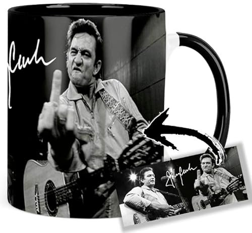 Johnny Cash B Tasse Innen & Henkel Schwarz Keramikbecher Mug