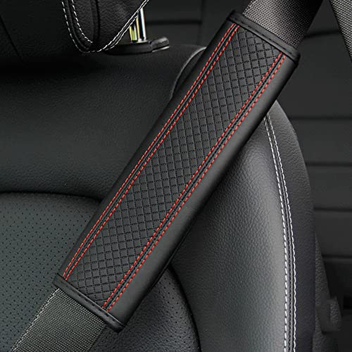 REDOVO Auto Gurtpolster für Mercedes Benz C-Class C300d C400 AMG C63S Sicherheitsgurt Schulterpolster Bequem Geschmeidig Innenausstattung Styling Zubehör,Black and Red Style