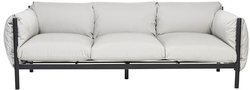 Gartensofa 3-Sitzer mit niedriger Lehne Aluminium schwarz Polster grau Esperia