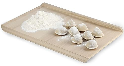 KADAX Nudelbrett, Holzbackbrett aus hochqualitativem Pappelholz, Teigbrett mit Anschlagleisten, Traditionelles Backbrett für Nudeln, Kuchen, Teigtaschen (Beidseitig, 40x60cm)