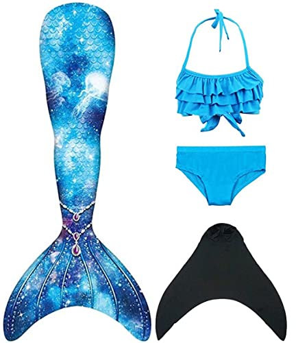 shepretty Kinder Meerjungfrauenschwanz Zum Schwimmen mit Meerjungfrau Flosse,xiaoheiJCKA15-130