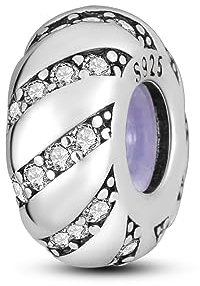 MULA Stoppers Beads Charms für Armbänder&Halsketten 925 Sterling Silber Rondelle Spacer Charm mit Klarem Gummi innen für Major European Snake Chain Schmuck für Frauen