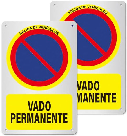 YIKIADA Placa Vado Permanente Homologado 20 X 30CM - Señal Vado Permanente Aluminio e Adhesivo- 2ud